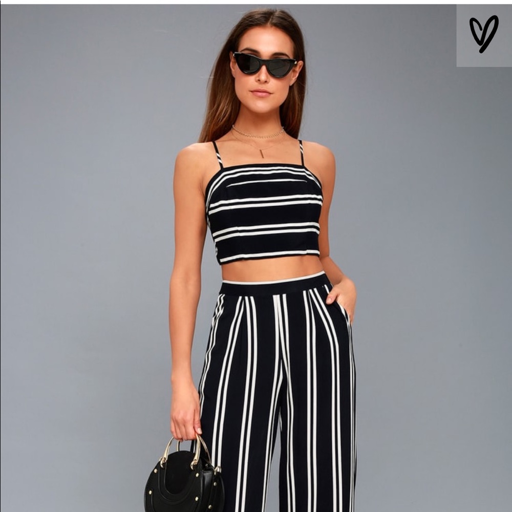 Coastal Living Navy Blue and White Striped Set